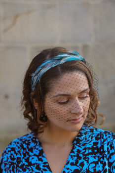 Turquoise Feather And Crystal Headband 'Marina', 5 of 11