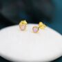 Sterling Silver Tiny Pink Opal Dot Stud Earrings, thumbnail 7 of 12