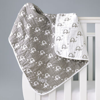 Personalised White Baby Gown And Reversible Blanket Set, 5 of 12