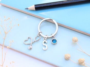 Personalised Stethoscope Keyring Veterinary Gift, Doctor, Nurse Keyring Graduation, 4 of 6