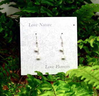 White Lily Of The Valley May Birth Flower Drop Earrings, 2 of 4