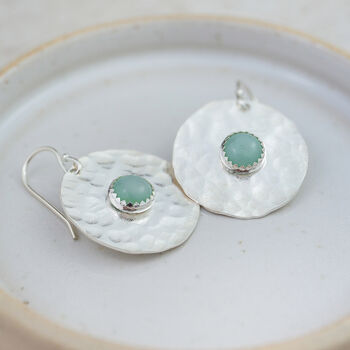 Sterling Silver Semi Precious Shield Earrings, 11 of 12