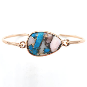 18ct Rose Gold Plated Opal And Turquoise Bangle, 2 of 3