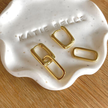 Interlinking Square Hoop Earrings, Gold Plated, 2 of 4