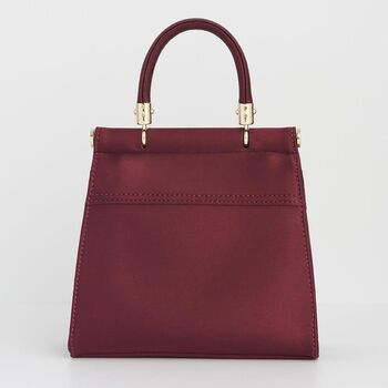 Fox And Mushroom Embroidered Burgundy Satin Tote, 4 of 7