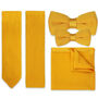 Mustard Yellow Knitted Neck Tie, Bow Tie And Pocket Square Variations Made From Soft Polyester | Gents Formal Accessories | Gift For Him | Wedding Tie, thumbnail 1 of 12