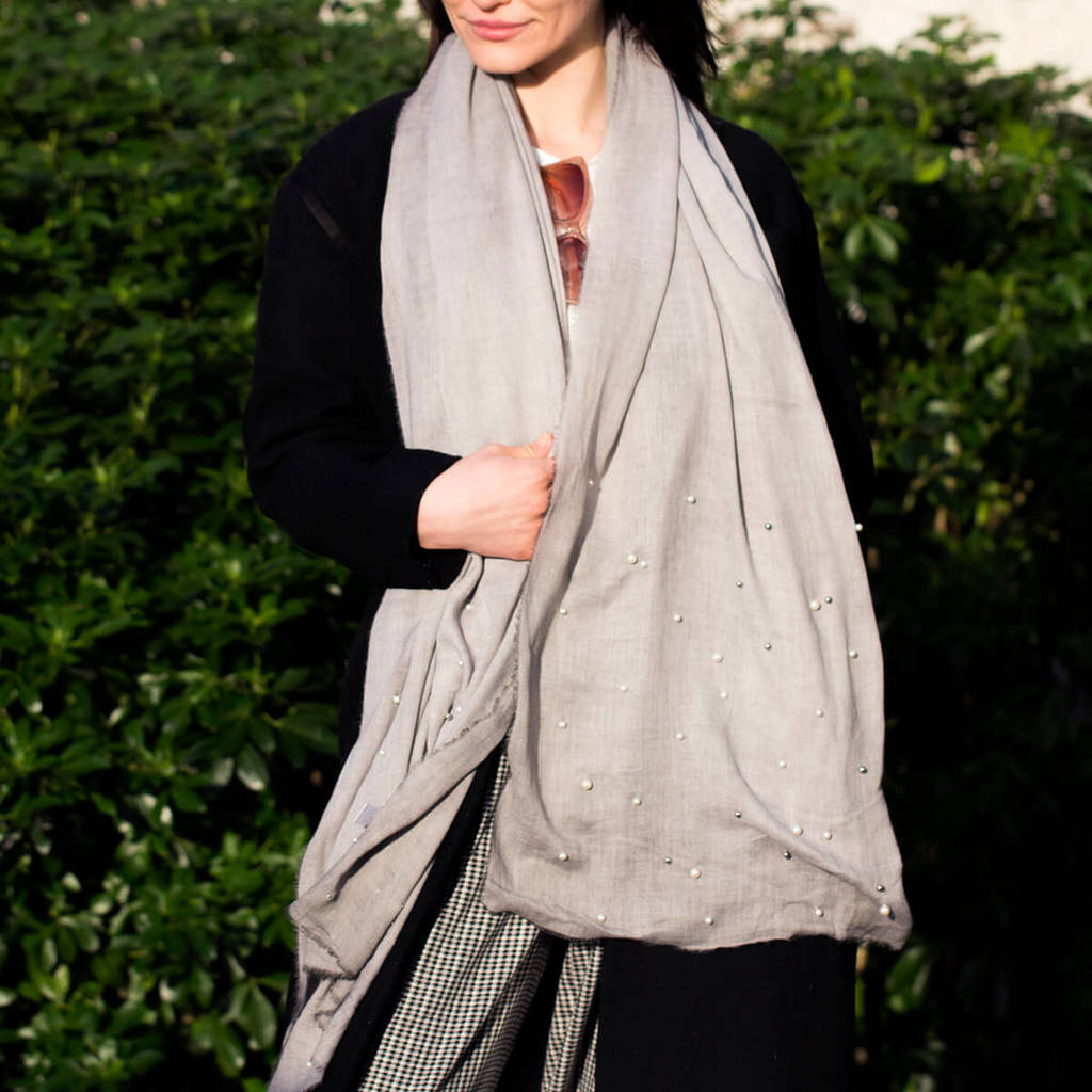 Pearl Studs Decorative Modal Light Weight Scarf By Studio Hop ...