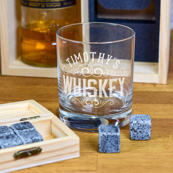 Whiskey Lover Set Bottle Box With Glass And Stones, 5 of 5