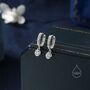 Tiny Cz Dangle Huggie Hoop In Sterling Silver, thumbnail 5 of 12
