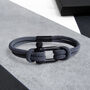Personalised Men's Shackle And Grey Rope Bracelet, thumbnail 1 of 8