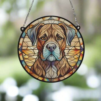 Boxer Brindle Stained Glass Effect Suncatcher, 2 of 6