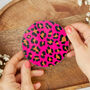 Round Coaster Pink Leopard Print Heat And Stain Proof, thumbnail 5 of 12