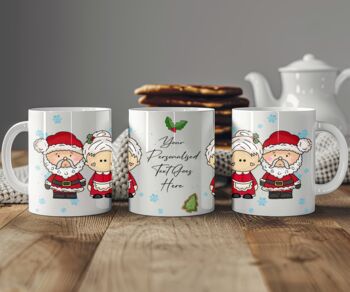 Personalised Whimsical Mr And Mrs Santa Claus Christmas Gift Mug, 2 of 2
