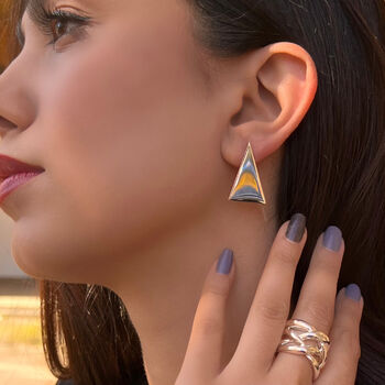 Sterling Silver Large Triangle Drop Earrings, 2 of 6