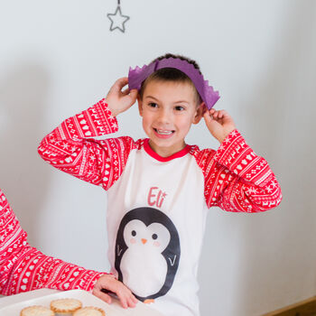 Personalised Nordic Penguin Family Christmas Pyjamas, 2 of 12