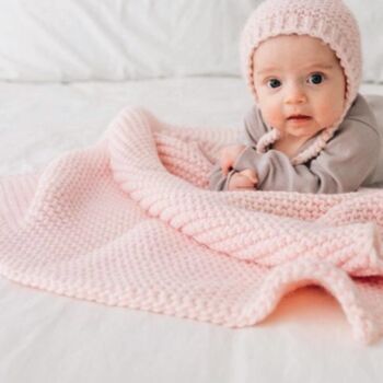 Personalised Pink Garter Stitch Baby Blanket, 3 of 5