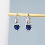 Sterling Silver Sapphire Blue Trillion Cut Cz Hoop Earrings, thumbnail 1 of 12