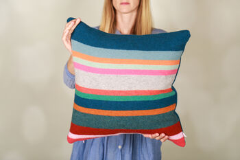 Bold Contrasting Stripe Rectangle Cushion Soft Wool, 5 of 6