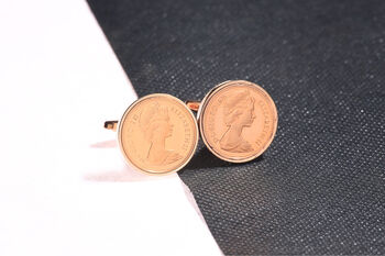 1975 50th Birthday Decimal One Penny Coin Cufflinks, 3 of 5