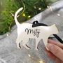 Cat Personalised Wooden Christmas Hanging Decoration, thumbnail 1 of 6