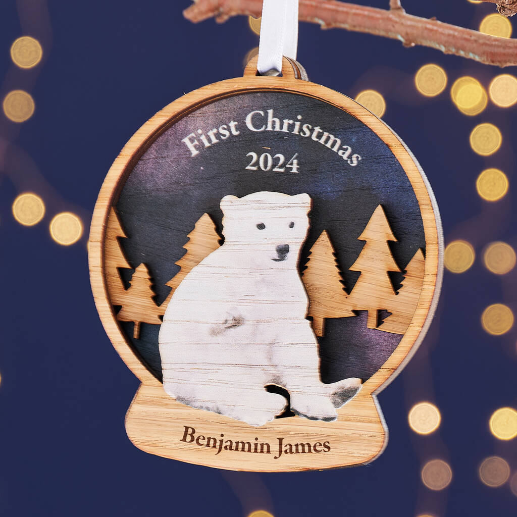 Heritage Polar Bear Snow Globe Christmas Decoration, 1 of 5