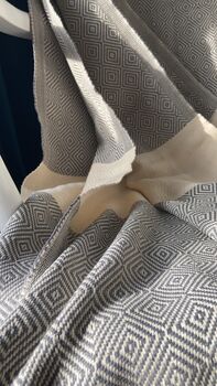 Diamond Design Grey Bedspread, 5 of 8