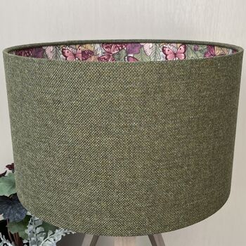 Green Tweed Botanist Lined Drum Lampshade, 3 of 10