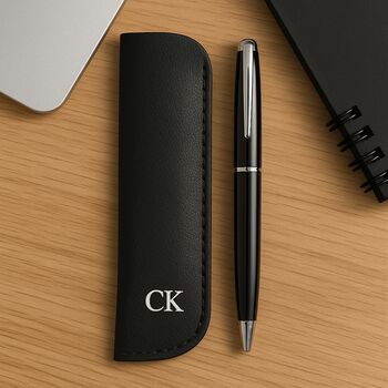 Personalised Vegan Leather Pen Pouch With Pen, 2 of 3