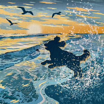 Cockapoo Or Poodle On A Seaside Shoreline Sunrise. A Limited Edition Dog Gift Print, 8 of 12