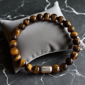Men's Manchester United Football Fan Tiger's Eye Bracelet, 2 of 7