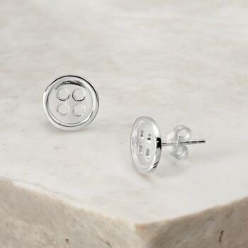 Sterling Silver Sewing Button Stud Earrings, 3 of 9