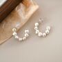 Kamela Ivory Silver Pearl Mini Hoop Charm Earrings, thumbnail 1 of 3