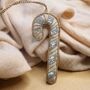 Luxury Irish Linen Festive Candy Cane Christmas Tree Decoration, thumbnail 2 of 7