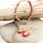 Natural Jasper Stone Earring And Heart Bracelet Set, thumbnail 3 of 7