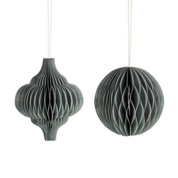 Set Of Two Recycled Paper Honeycomb Baubles, 2 of 3