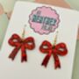 Large Bow Glitter Earrings, thumbnail 2 of 10