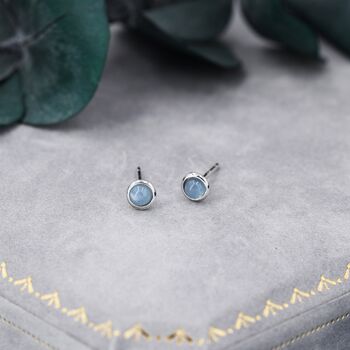 Sterling Silver Tiny Aquamarine Stud Earrings, 7 of 12