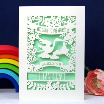 Personalised Floral New Baby Papercut Card, 4 of 6