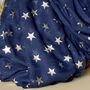 Silver Glitter Stars Scarf In Navy Blue, thumbnail 3 of 4