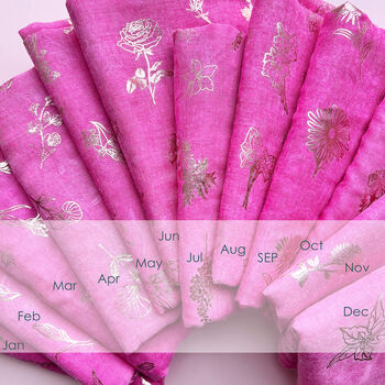 Personalised Rose Gold Foil Birth Flower Scarf, 6 of 12