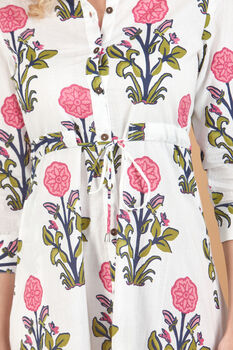 Indian Cotton Rosette Bloom Print Dress, 4 of 4