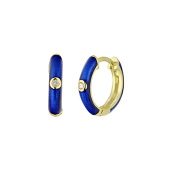 Midnight Blue Enamelled Jewelled Sterling Silver Hoops, 6 of 6