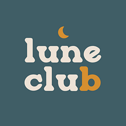 lune club logo with a moon above the text 'lune club'