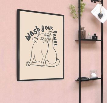 Wash Your Paws Funny Bathroom Print, 3 of 3