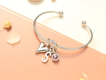 Personalised Heart Initial Silver Bracelet Friendship Knot, 2 of 11