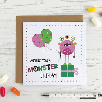 Monster, Personalised Birthday Card, 2 of 4