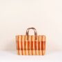 Decorative Reed Storage Basket, Orange Stripe, thumbnail 8 of 9