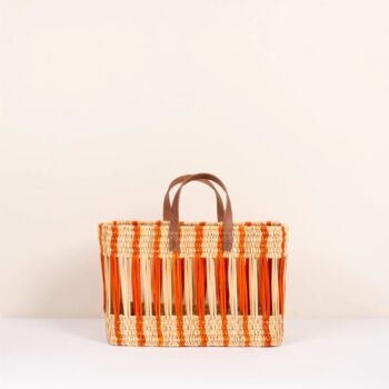 Decorative Reed Storage Basket, Orange Stripe, 8 of 9