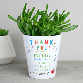 Personalised Thank You Teacher Ceramic Pot, 4 of 4