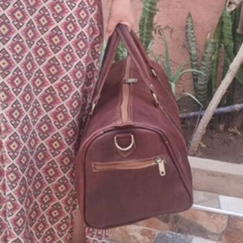 Genuine Leather Holdall Duffel Weekender, 9 of 12